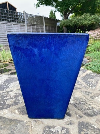 Large Square Tapered Plant Pot - Blue