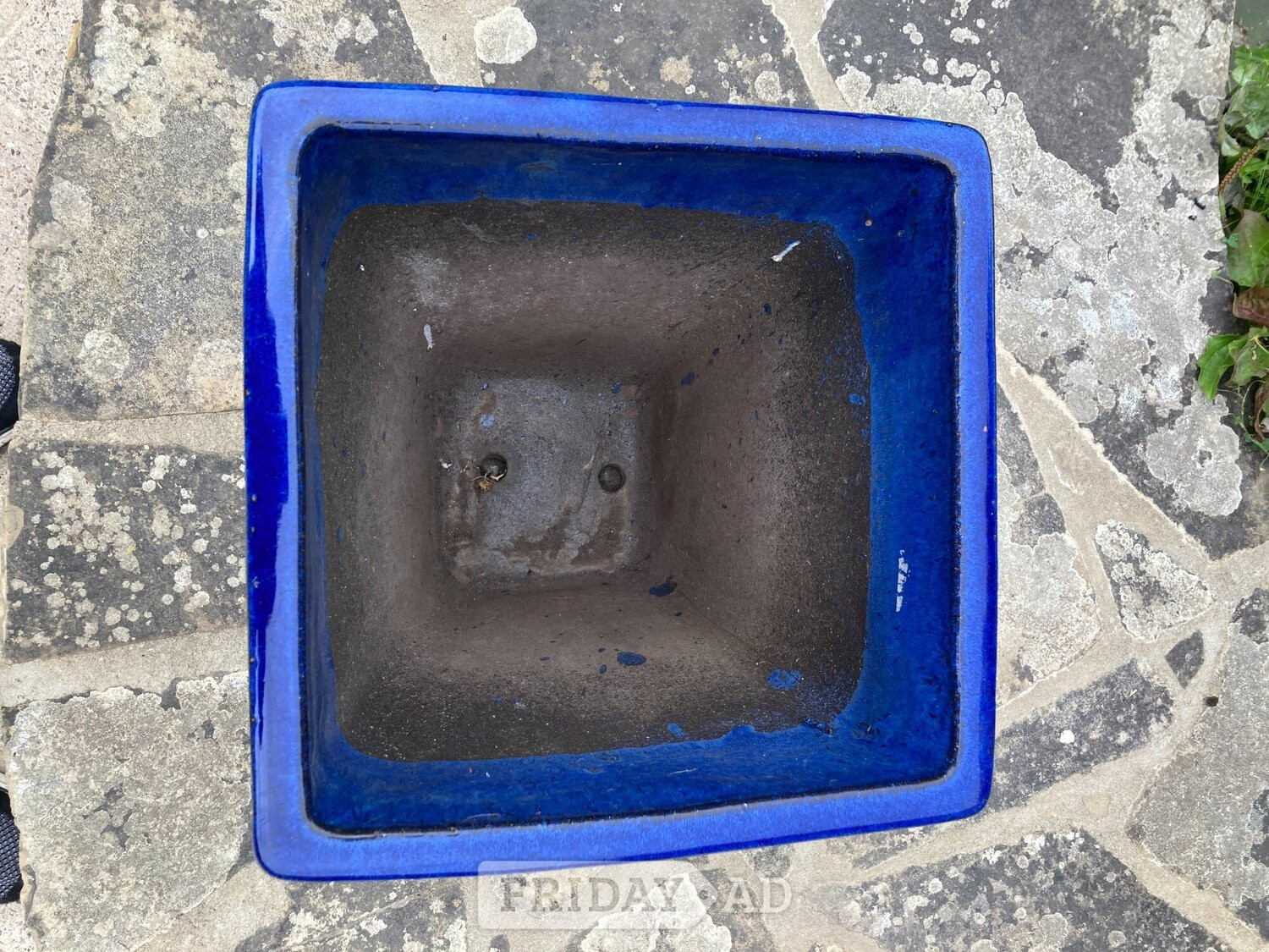 Large Square Tapered Plant Pot - Blue