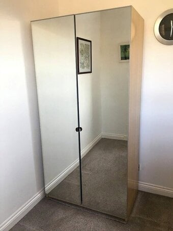 2 Door Oak Vinatge Fully Mirrored Wardrobe with Hanging Rail 