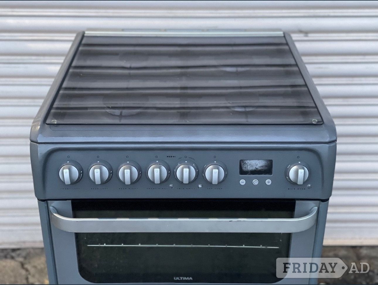 Romford Hotpoint gas cooker 60cm fsd grey double oven 3 months warranty