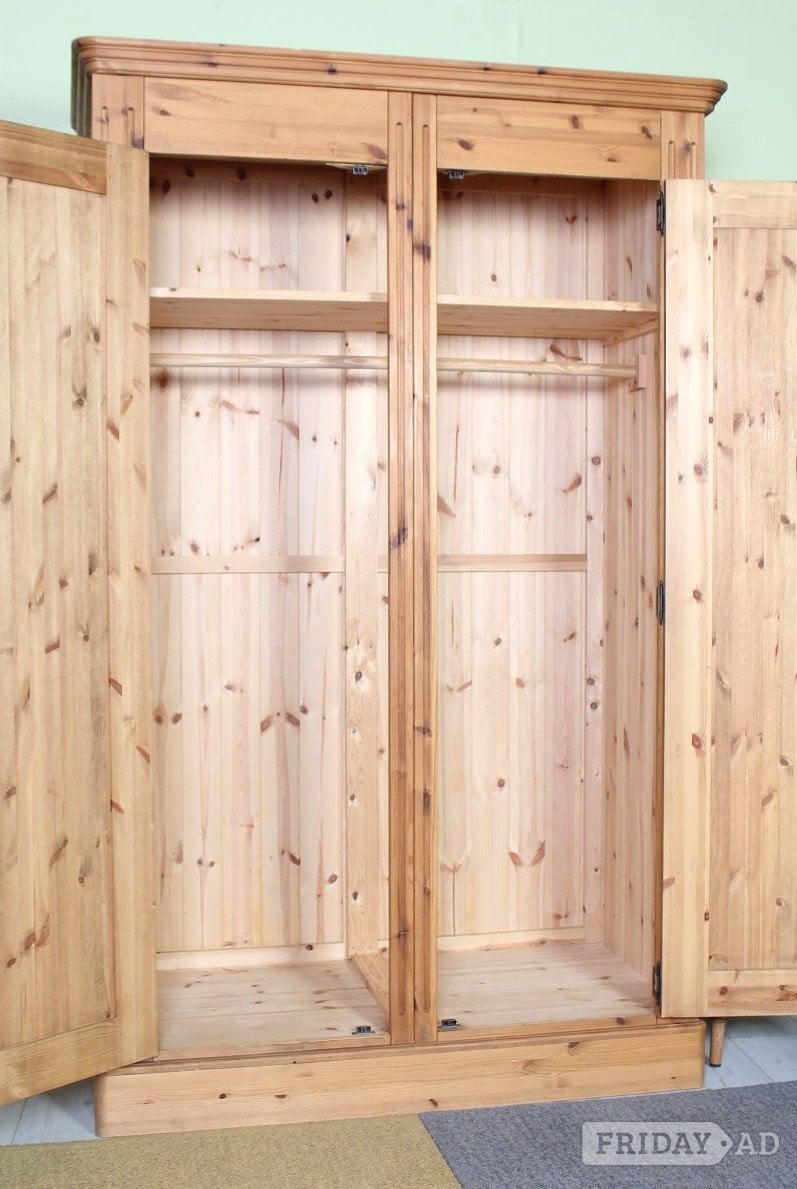 UK Delivery - Very Large Second-Hand Waxed Pine Wardrobe
