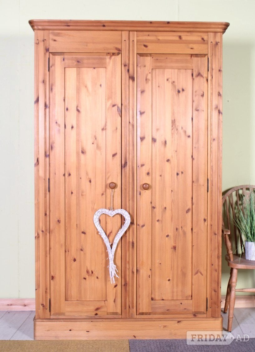 UK Delivery - Very Large Second-Hand Waxed Pine Wardrobe - Furniture