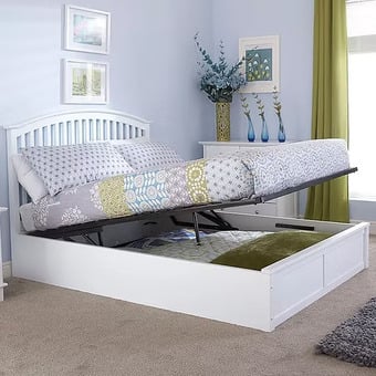 King size - Madrid Solid Wood Storage Bedstead White