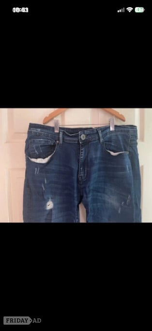 Men's Voi London dark blue straight fit distressed jeans W 36" L 