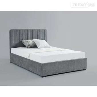 KING- LIVINGSTONE OTTOMAN BED - GREY FABRIC