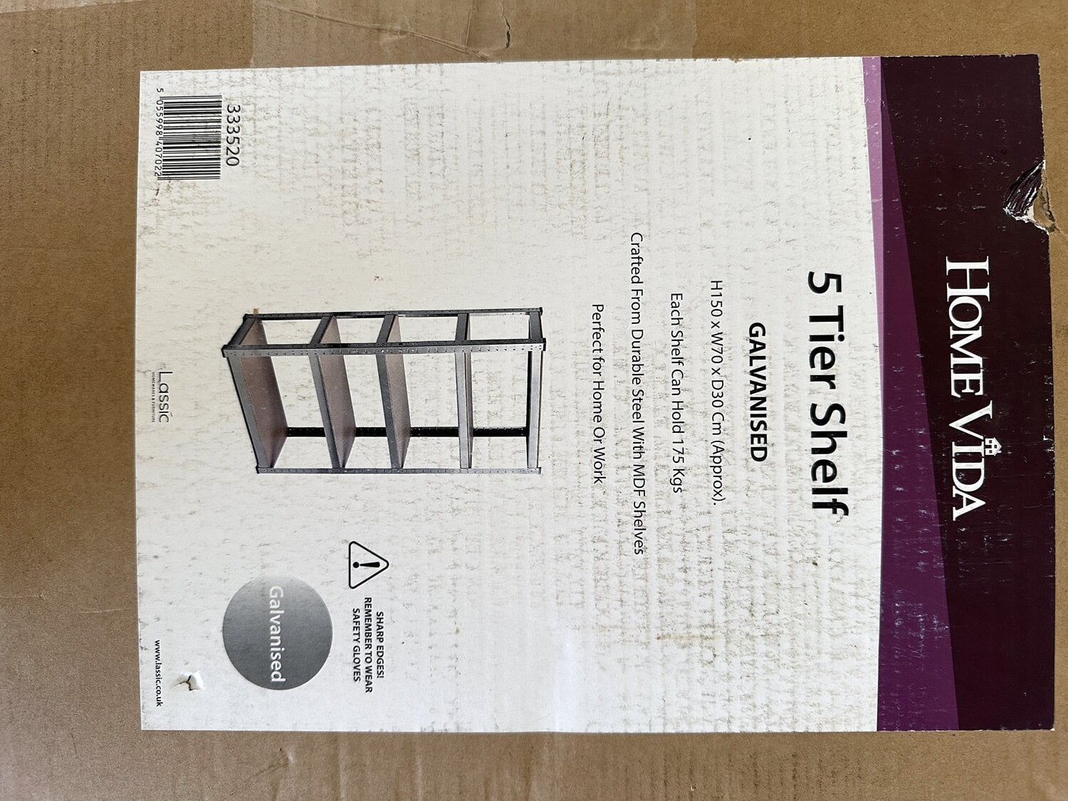5-Tier Heavy Duty Galvanised Steel Shelving – 175kg Per Shelf