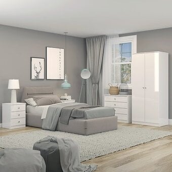 DENVER 2 DOOR BEDROOM SET - WHITE GLOSS