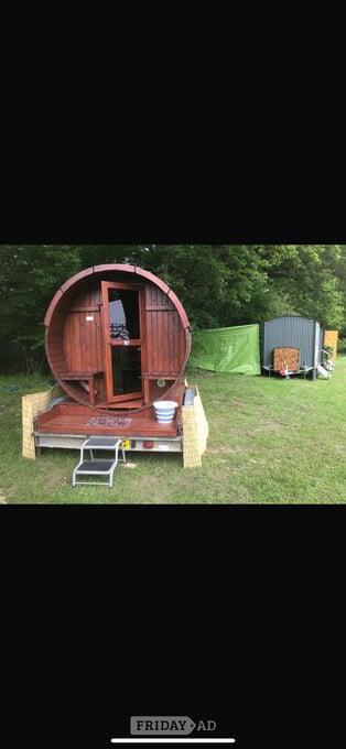 MOBILE Barrel Sauna 2.5m 4 person on a trailer READY TO WORK 