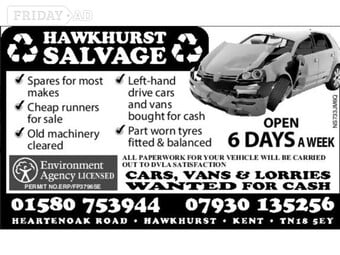 Cars, Vans, Lorries wanted for cash