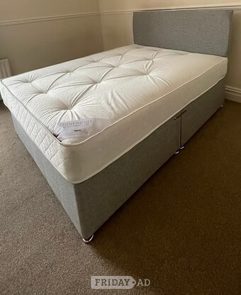 King size apollo mattress with divan base and headboard 