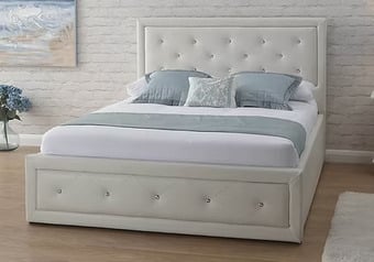 KING SIZE WHITE LEATHER HOLLYWOOD END LIFT OTTOMAN
