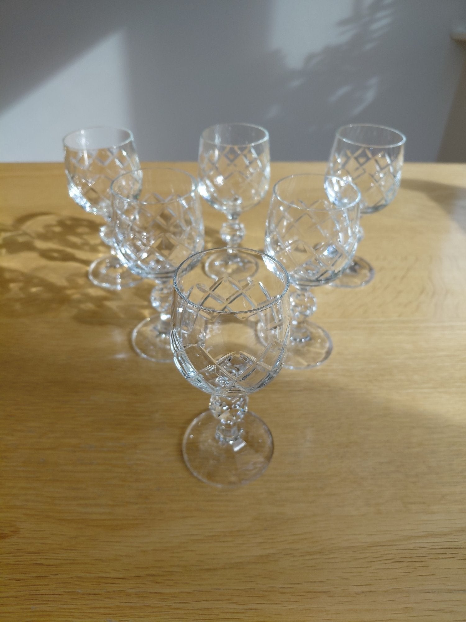 Set of 6 Crystal Cut Glass Sherry/Port Glasses – Good Condition