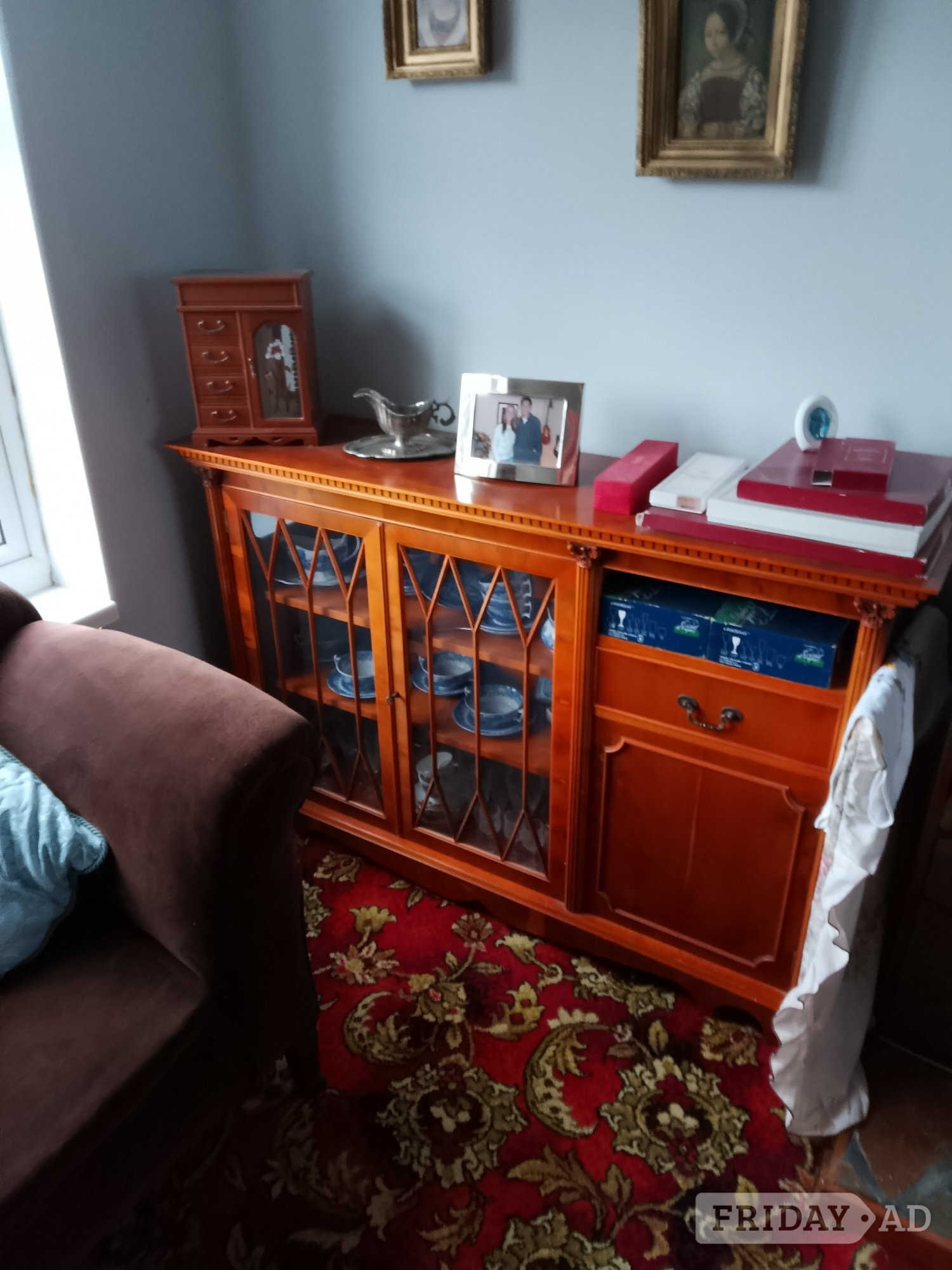 Georgian yew reproduction dinning room suite with original docume