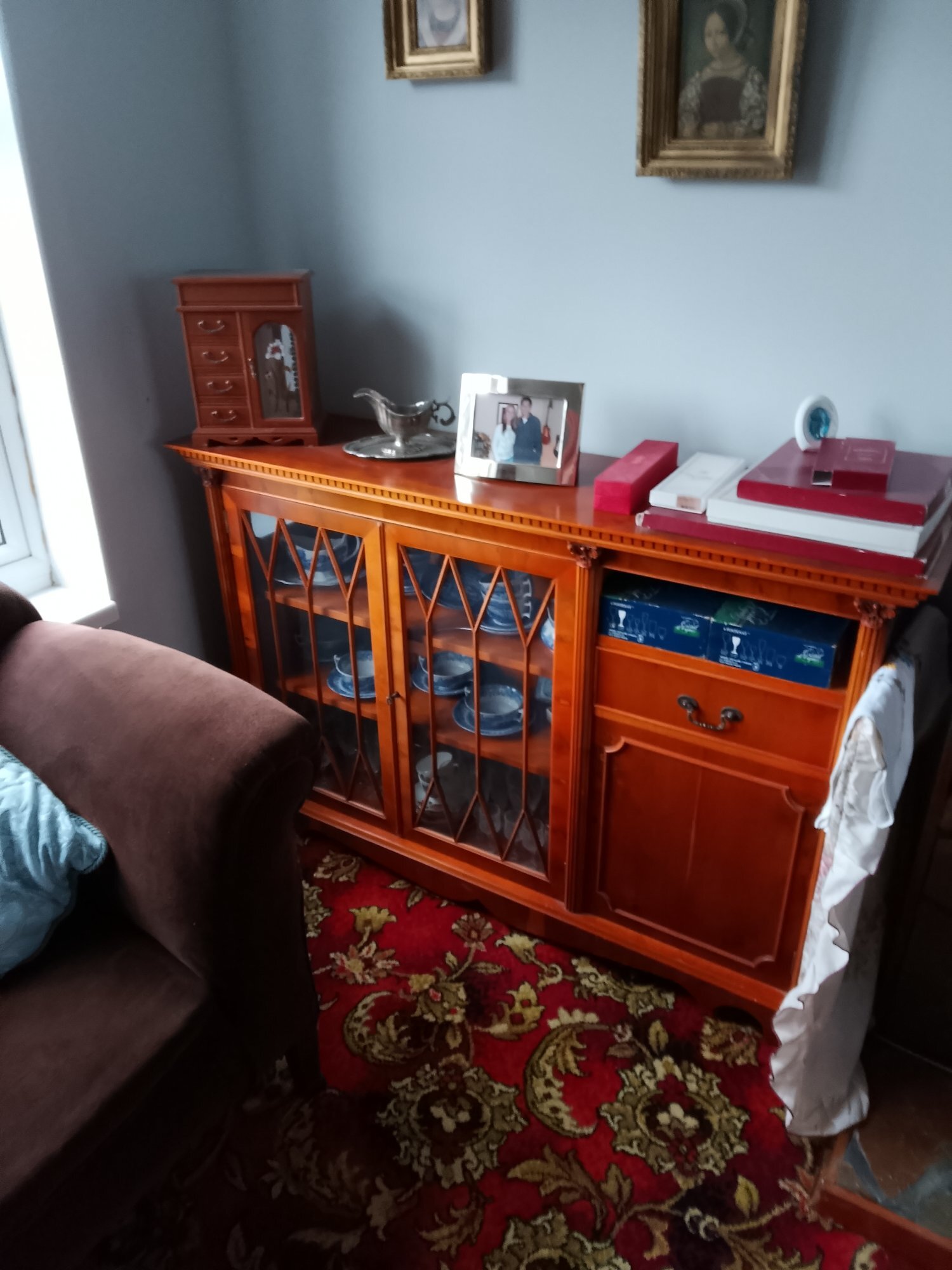 Georgian yew reproduction dinning room suite with original docume