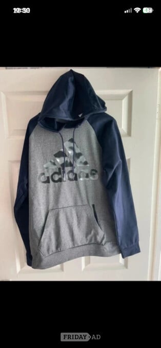 Mens Adidas Aeroready Game and Go Big Logo Hoodie grey/navy