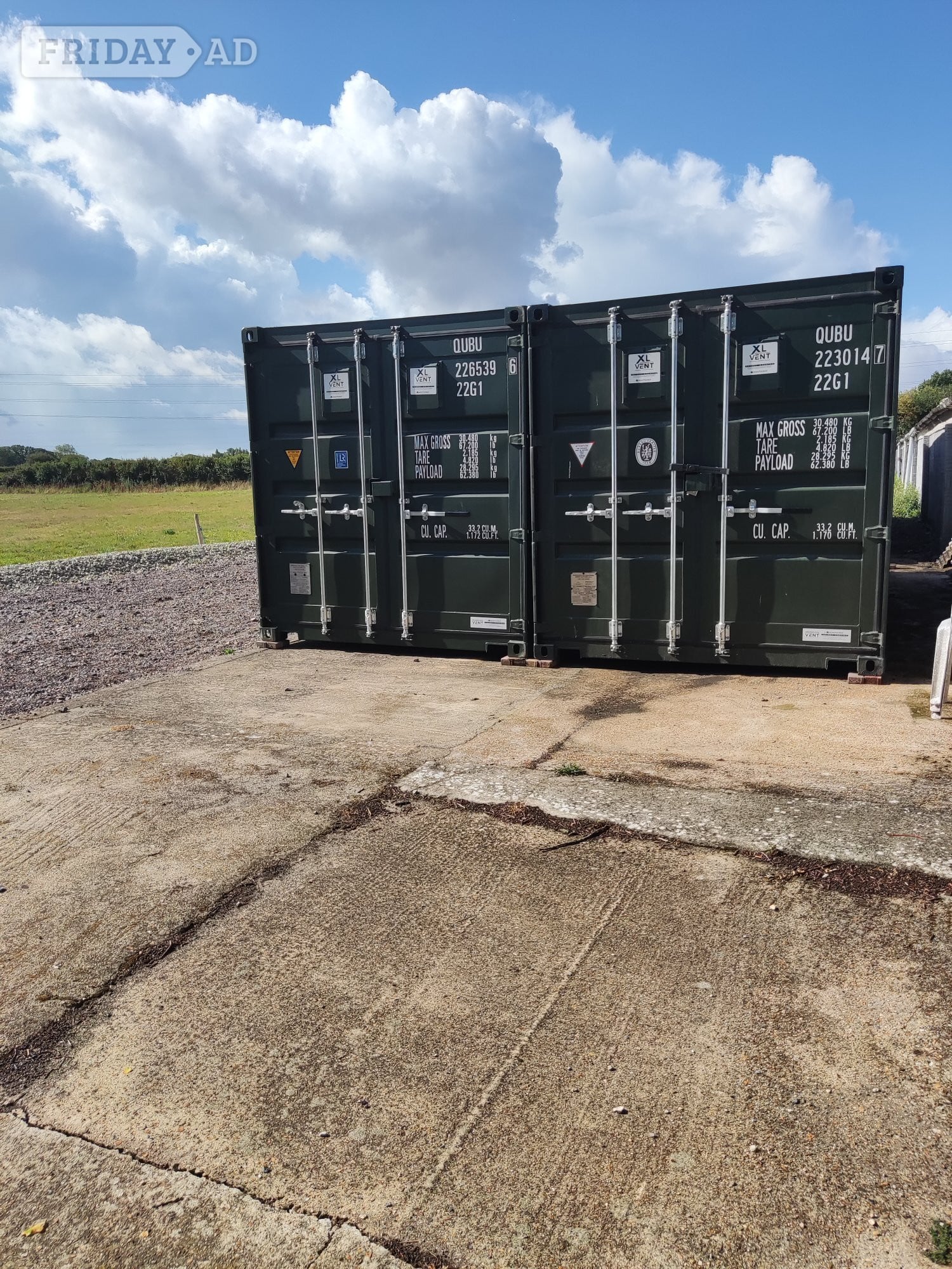 2 x20ft   shipping containers with factory fitted ventilation. in Lewes