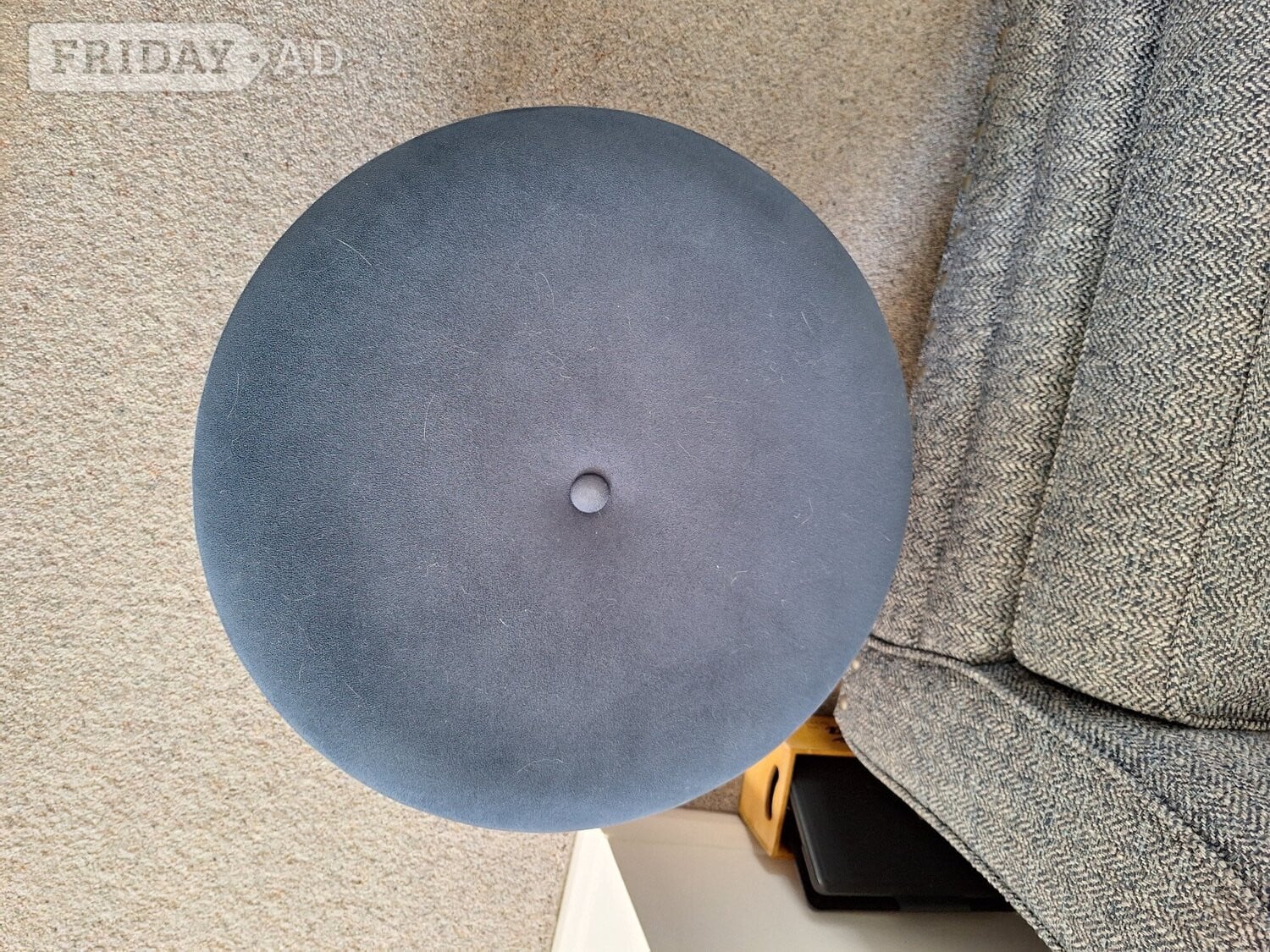 Blue fabric storage foot stools