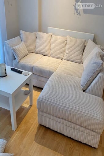 4 seater Corner L shape Luxury Jumbo Cord Sofa Free Drop