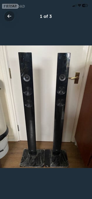 A pair of LG speakers surrounded 