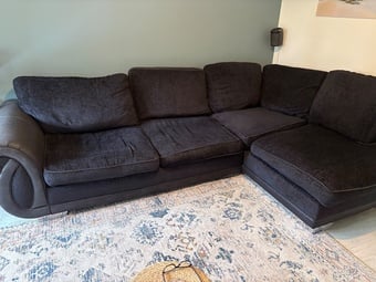 Black fabric left corner sofa