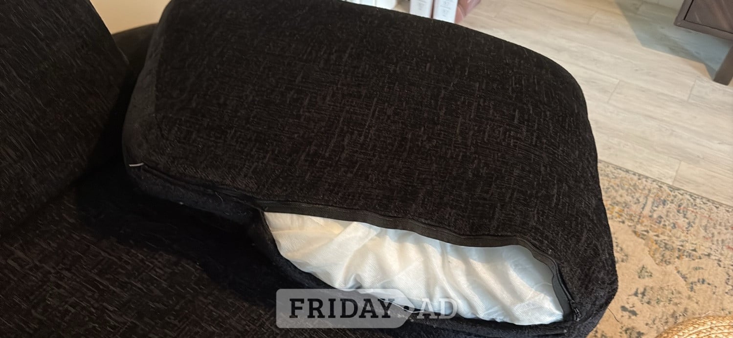 Black fabric left corner sofa