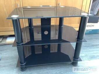 Glass Corner TV Stand Black