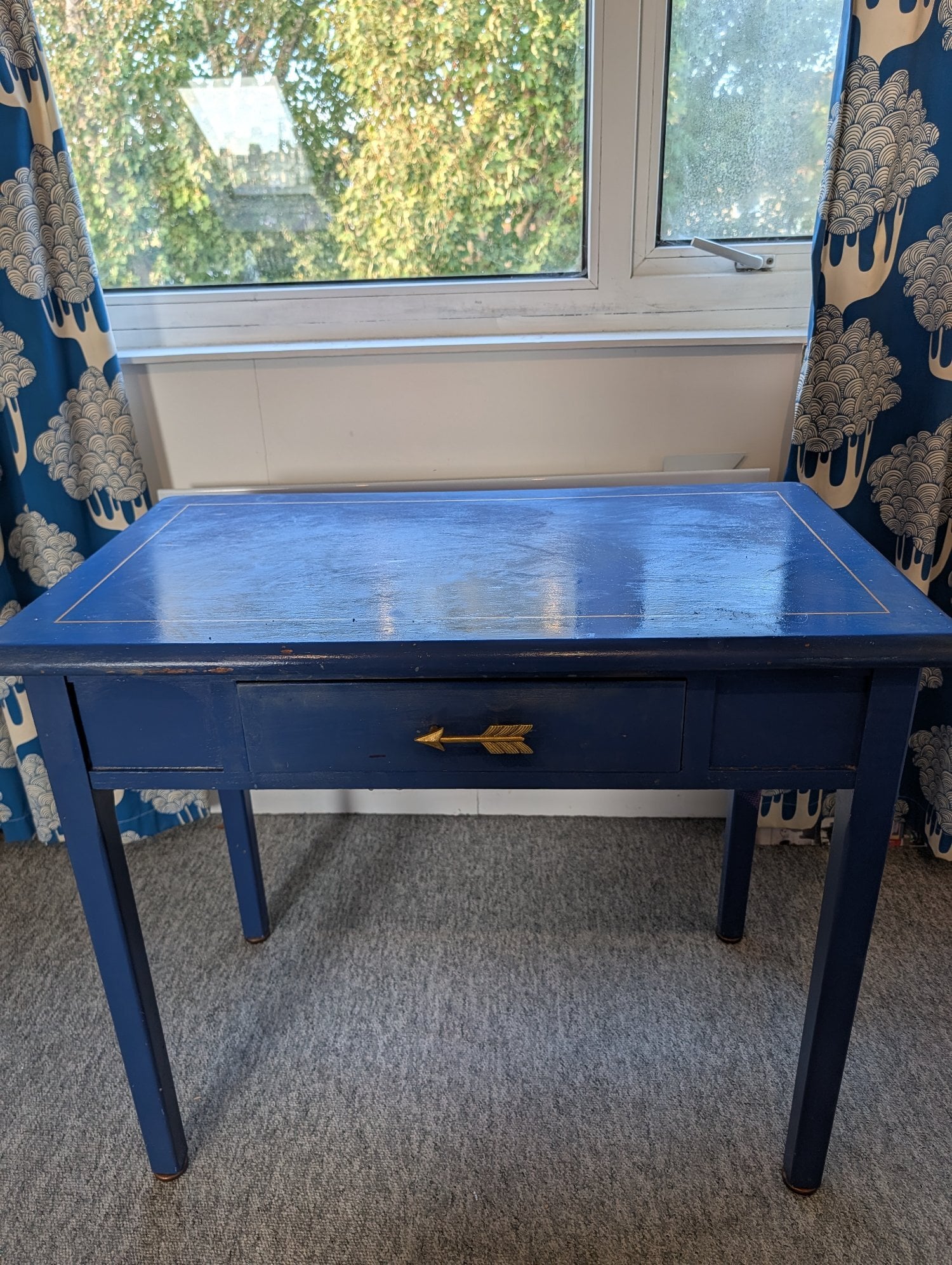 Blue wooden dressing table/desk 