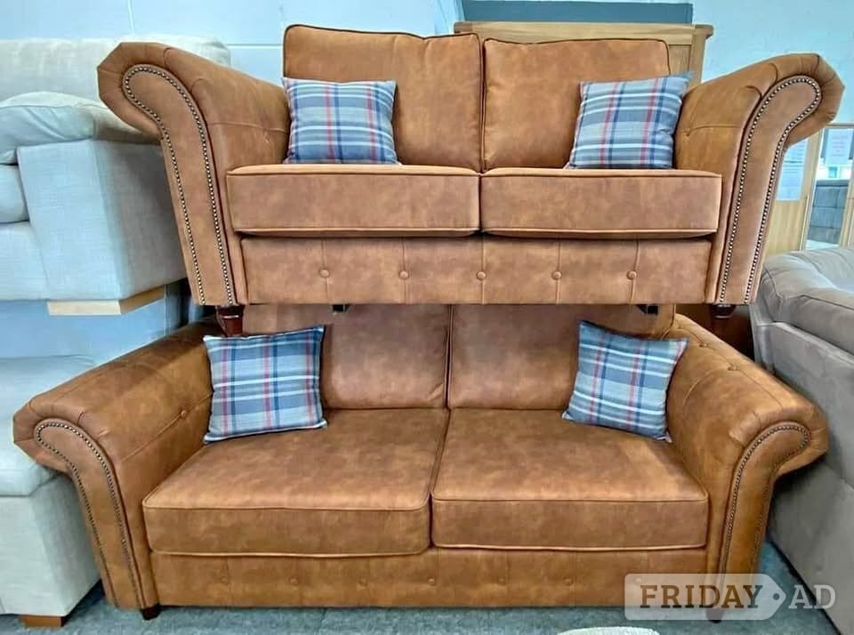 Oakland Leather – 2 Seater & 3 Seater Sofa Set ¬ COD ¬ Free Drop in Leeds