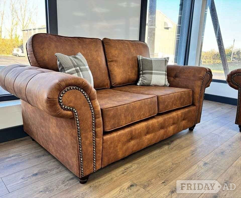 Oakland Leather – 2 Seater & 3 Seater Sofa Set ¬ COD ¬ Free Drop - Furniture in Leeds