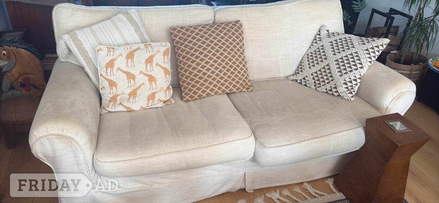 Cream large two seater sofa Laura ashley Free to collector  in Worthing