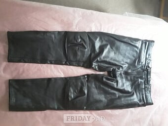 Mens Black Leather Bike Pants 