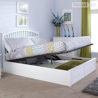 King size - Madrid Solid Wood Storage Bedstead White
