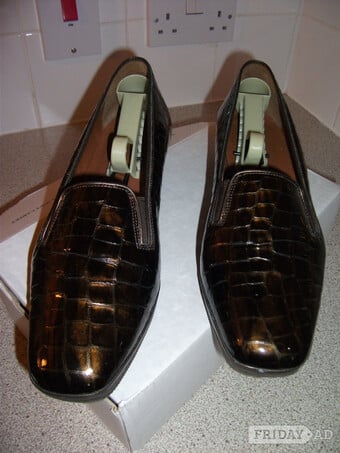 Van Dal Rochester Brown Patent Leather Crocodile Print Shoes.