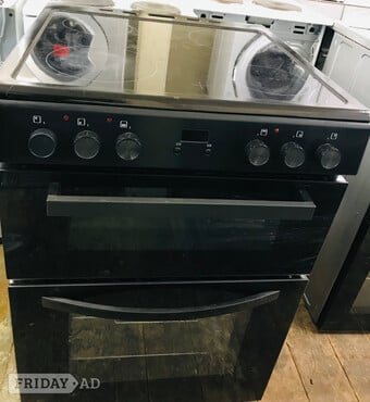 Black 60CM wide electric cooker with double oven &grill