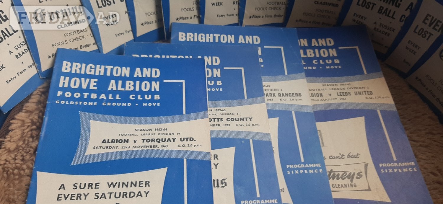 Brighton & Hove albion football programes notes 1950s and 60s