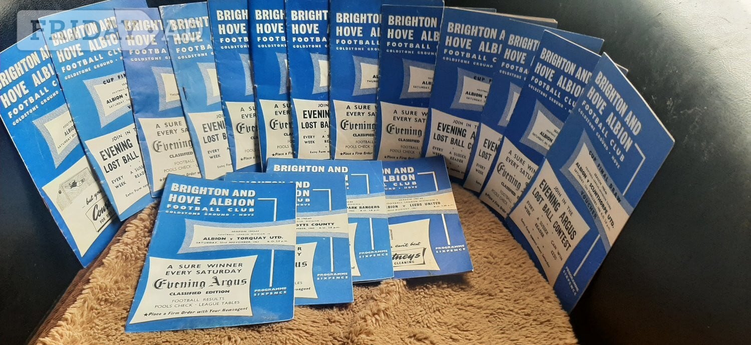 Shoreham-By-Sea Brighton & Hove albion football programes notes 1950s and 60s