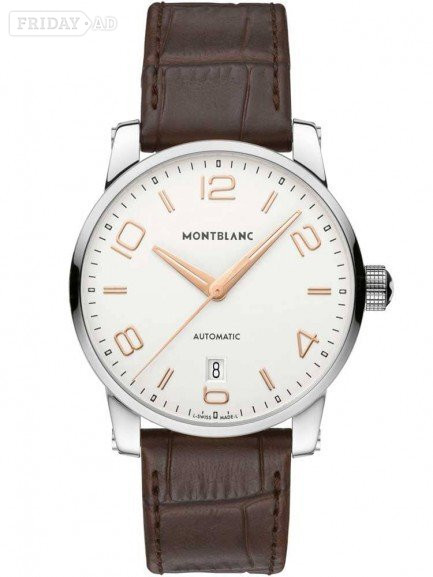 Montblanc Mens Timewalker Brown Leather Strap Watch 110340