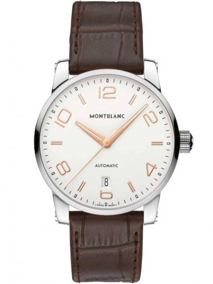 Montblanc Mens Timewalker Brown Leather Strap Watch 110340
