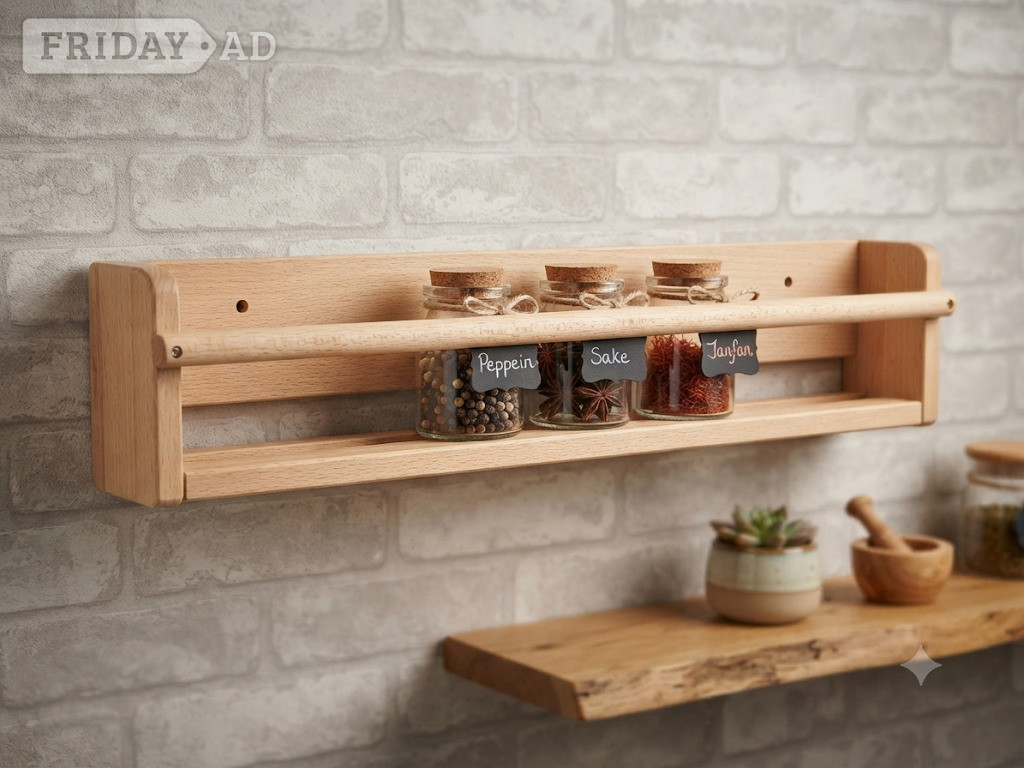Wall Storage / Book Display Shelf / Spice Rack– Solid Pine New