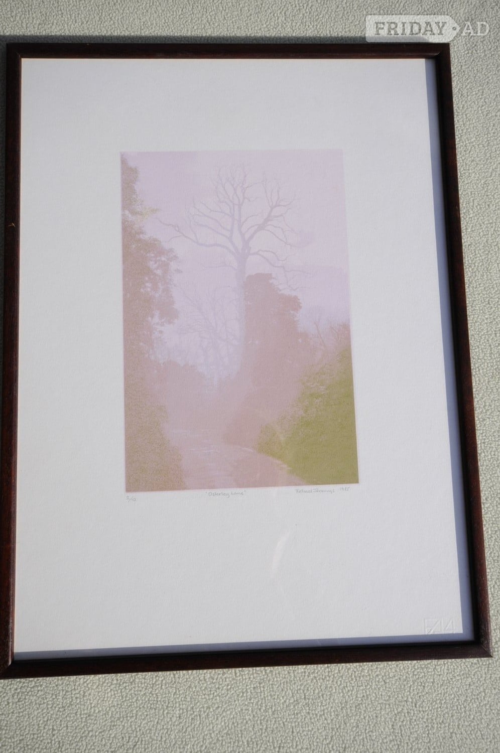 Rare Signed Screen Print Richard Jennings Depicting Osterley Lane in Hartley Wintney