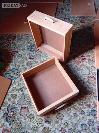 two pine drawers with handles