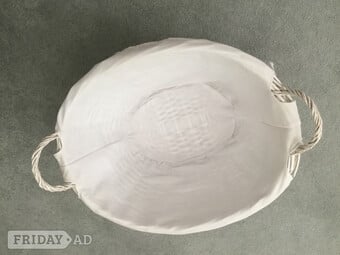 White woven basket with lining
