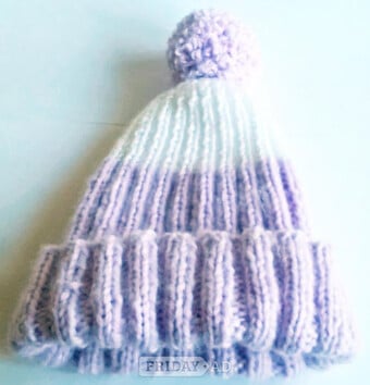 Hand Knitted Baby Hat with Pom-Pom - 3-6 months - New