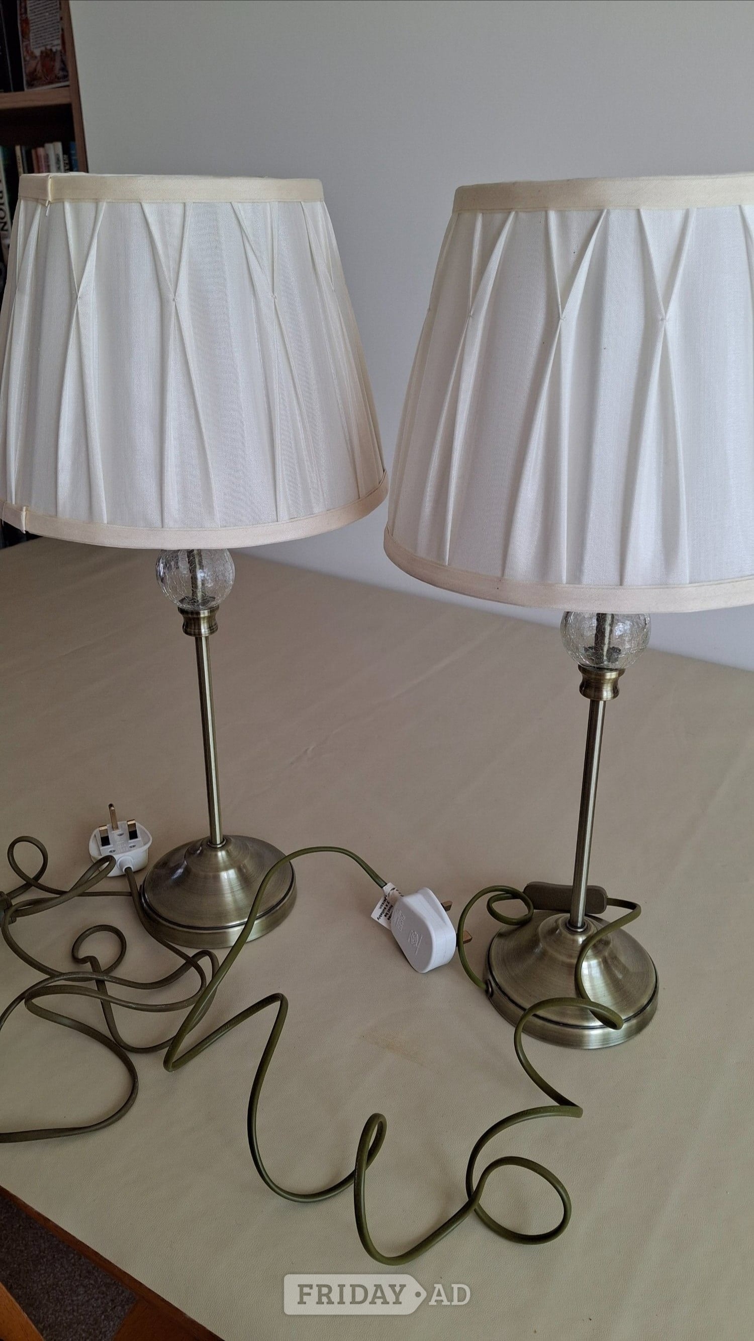 2 Table Lamps - Antique Brass and Cream in Worthing
