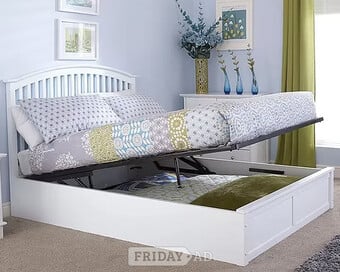 Double - Madrid Solid Wood Storage Bedstead White