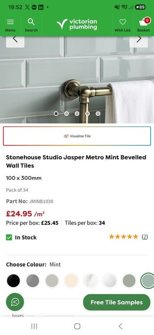 Stonehouse Studio Metro Mint Bevelled Tiles