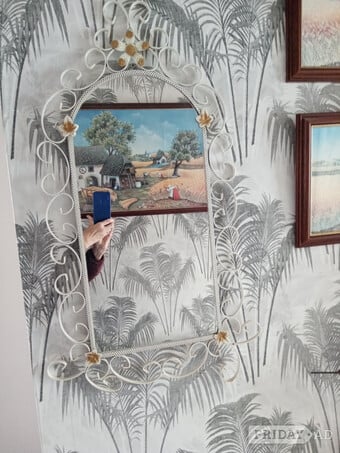 Used Stunning Ornate Metal Heavy Rectangular Vintage Wall Mirror