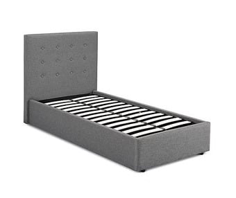 SINGLE LUCCA BED FRAME END LIFT OTTOMEN GREY 