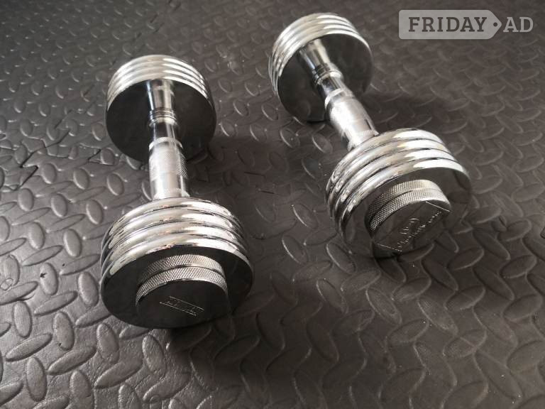 Pair of 6KG (12KG Total) Adjustable Chrome Dumbbells. VGC. in Lewisham