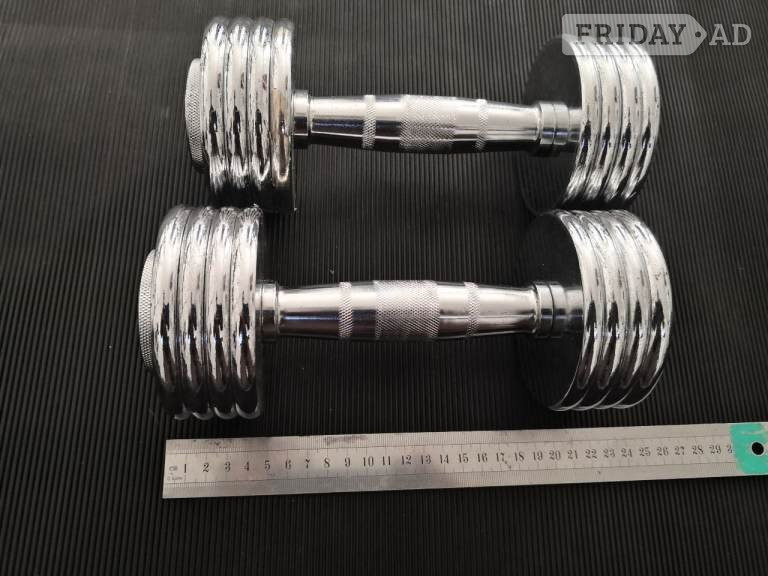 Pair of 6KG (12KG Total) Adjustable Chrome Dumbbells. VGC.